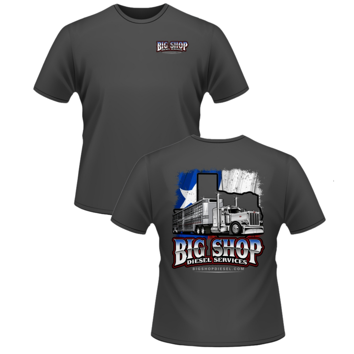 BIG SHOP CATTLE HAULER T-SHIRT CHARCOAL GRAY